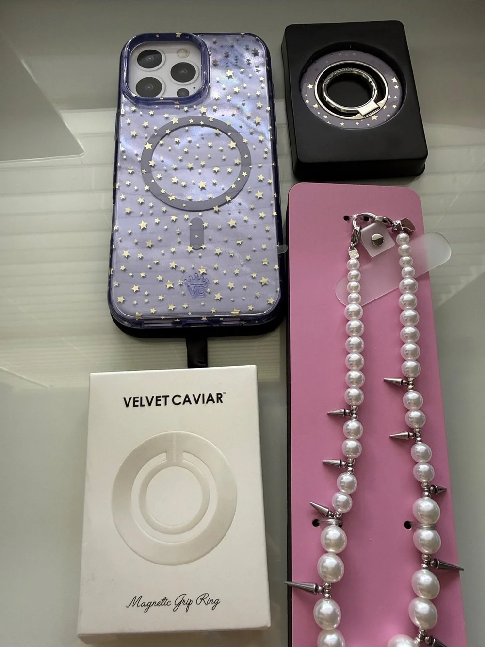 Velvet Caviar Lilac Star iPhone Case with Magnetic Ring phone charm